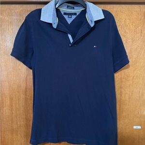 Tommy Hilfinger Men's Medium Polo Shirt Short Sleeve Blue